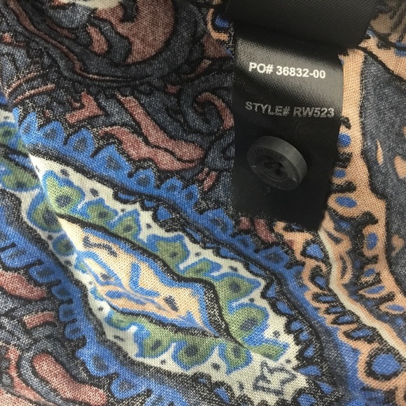 Roark Paisley Casual Button Down Shirt - Blue and Brown - Picture 9 of 10